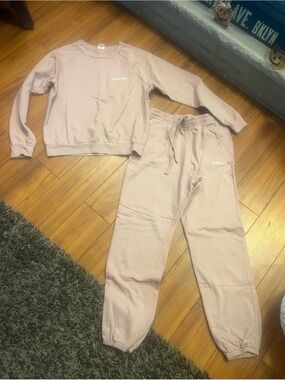 TALENTLESS Creamy tannish Pink Cozy Sweatshirt & Jogger Set